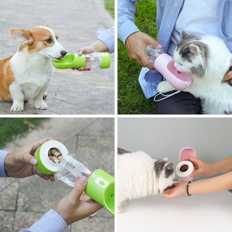 HydroPaws Portable 2 in 1 Pet Water Bottle with feeder