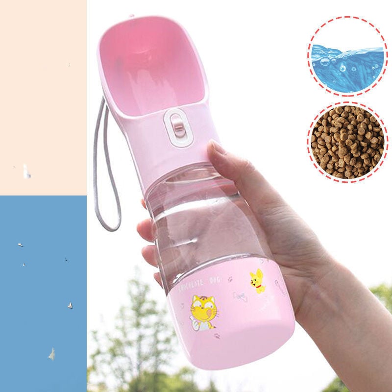 HydroPaws Portable 2 in 1 Pet Water Bottle with feeder