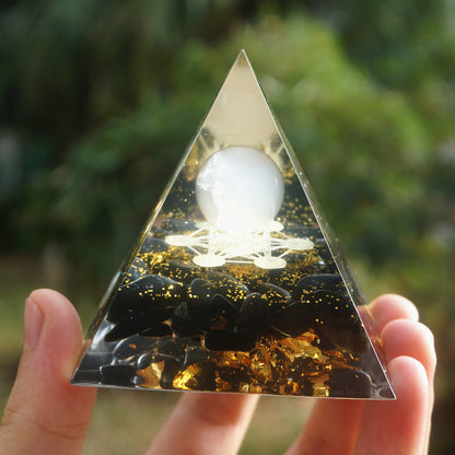 Celestial Harmony™: Natural Tiger Eye & Amethyst Orgone Energy Pyramid – Reiki Healing & Chakra Amplifier