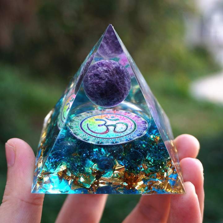 Celestial Harmony™: Natural Tiger Eye & Amethyst Orgone Energy Pyramid – Reiki Healing & Chakra Amplifier