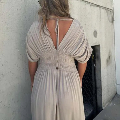 Slit V-Neck Effortless Maxi Long Dress