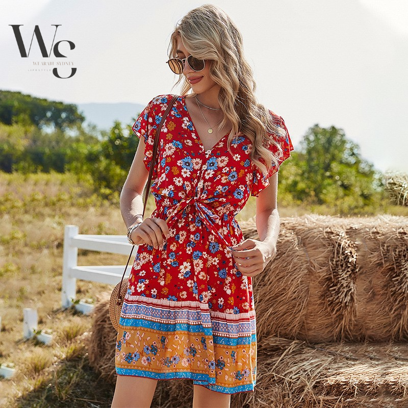 Keisha™ Red Spring Flower Dress