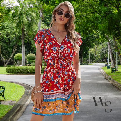 Keisha™ Red Spring Flower Dress