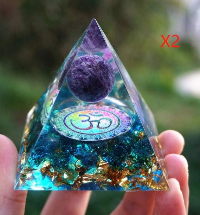 Celestial Harmony™: Natural Tiger Eye & Amethyst Orgone Energy Pyramid – Reiki Healing & Chakra Amplifier