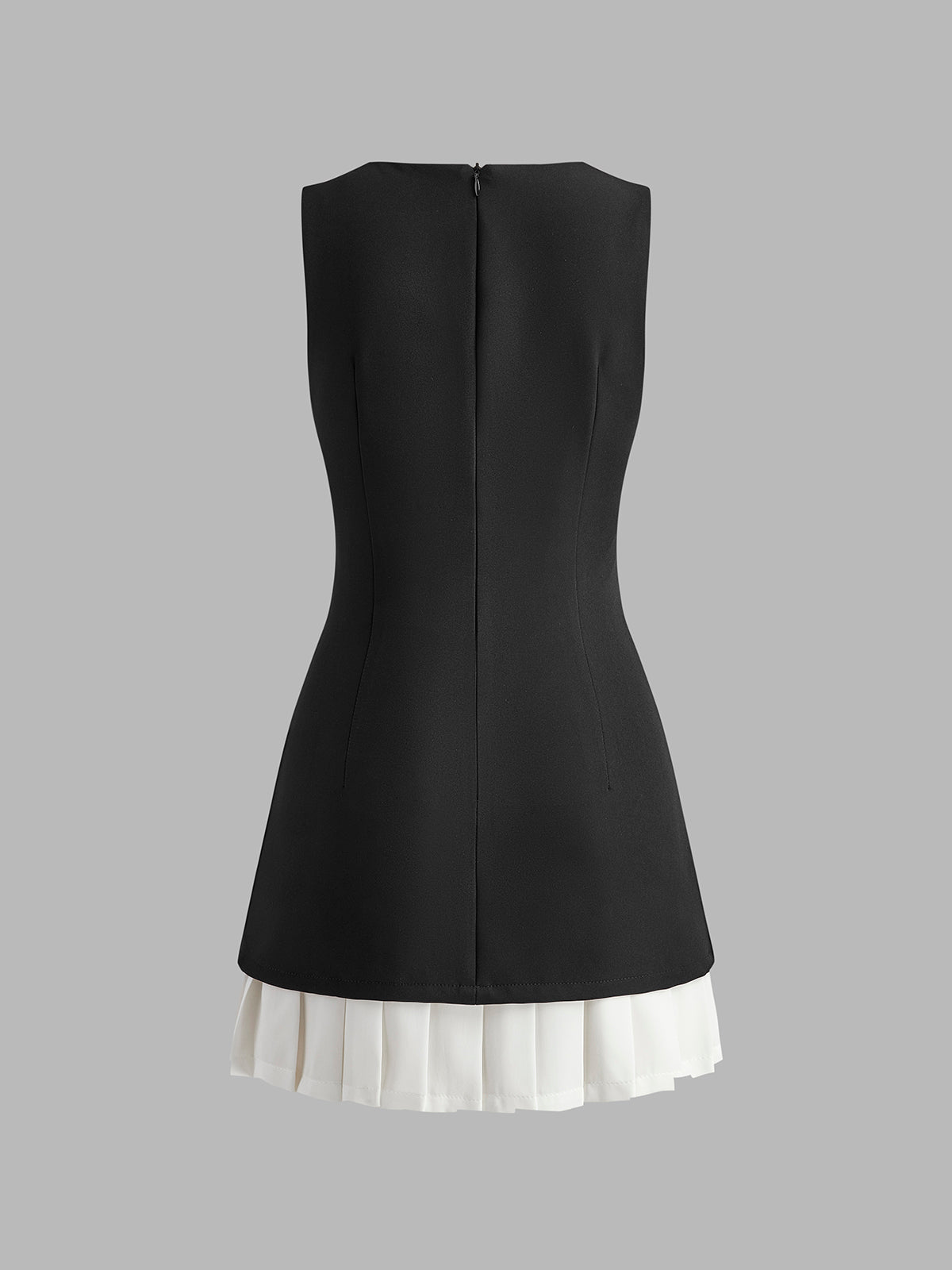 Chic Two-Tone Sleeveless Pleated Mini Dress