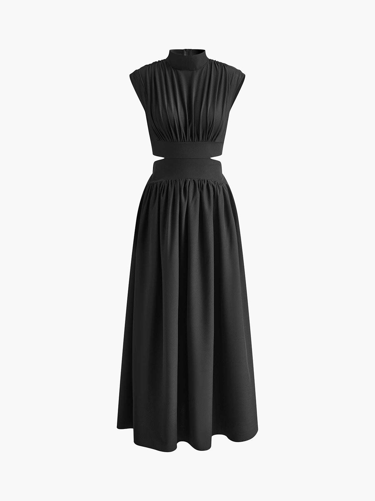 Chic Mock Neck Long Dress with Stylish Cut-Outs